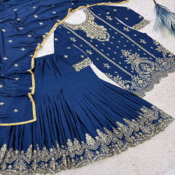 Ready to Wear Heavy Embroidered Chinnon Silk Sharara Suit with Dupatta